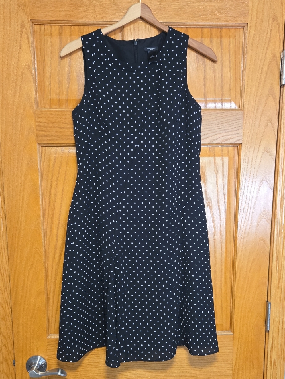 Ann Taylor Black and White Polka Dot Sleeveless Dress